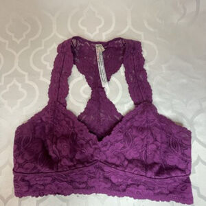 Intimately Free People Canary Purple Lace Bralette Pullover Racerback XS